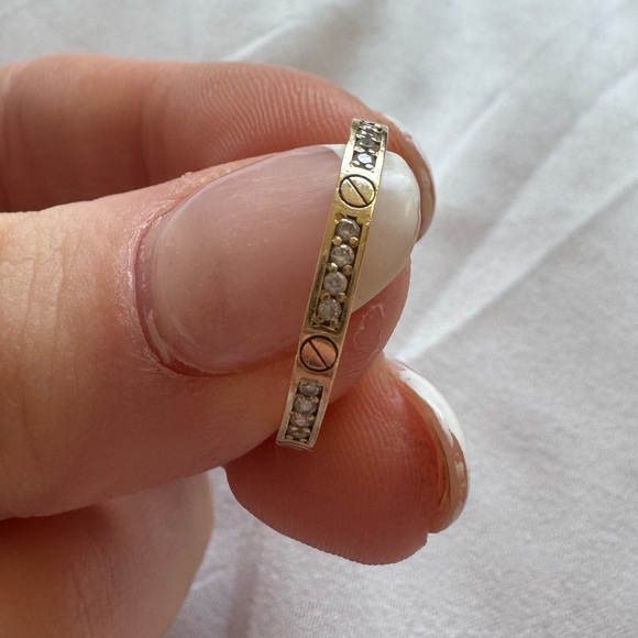 14k Yellow Gold Pave Screw Band - Picture 10 of 15